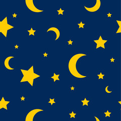 Obraz na płótnie Canvas Seamless pattern star and moon with dark blue background