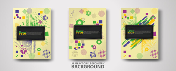 Covers templates set with trendy geometric patterns and memphis elements. Modern design