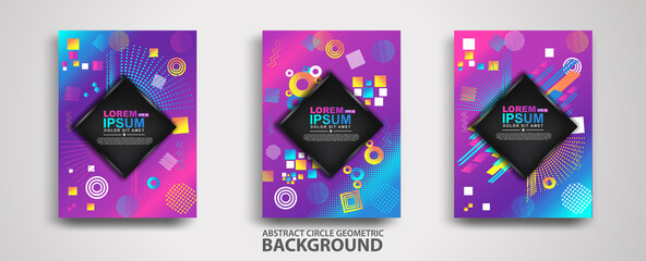 Covers templates set with trendy geometric patterns and memphis elements. Modern design