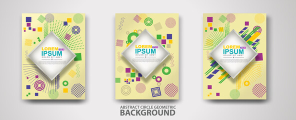 Covers templates set with trendy geometric patterns and memphis elements. Modern design