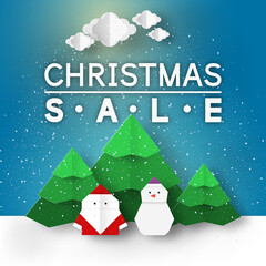 Fototapeta na wymiar Christmas Sale paper banner.