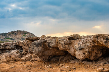 Fototapeta na wymiar It's Rock formations on the Socotra Island, Yemen