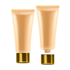 Facial Cream Skin Healthcare Cosmetic Tube Vector. Blank Package Of Visage Health Care Cosmetic Fashionable Liquid. Natural Cosmetology Container Template Realistic 3d Illustration