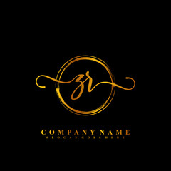 Initial Letter ZR Signature Handwriting and Elegant Logo Design Vector	