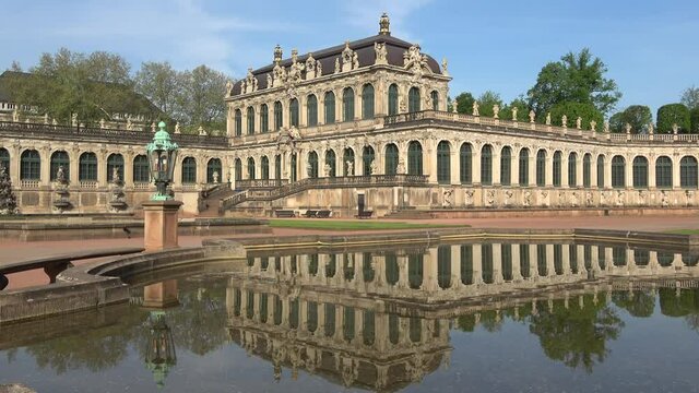 Sunny morning at the old building of the Physics and mathematics salon. Dresden