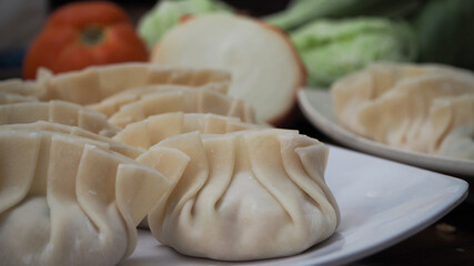 gyoza dumplings before being frozen