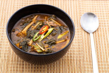 Soybean Paste Soup with Dried Radish Leaves