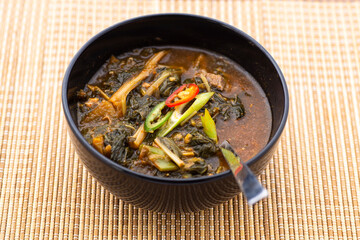 Soybean Paste Soup with Dried Radish Leaves