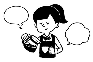 カフェ　店員　ふきだしセット２