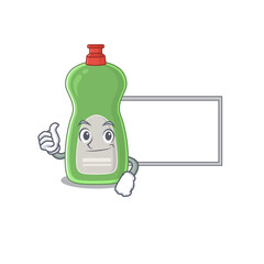 Dishwashing liquid Caricature character design style with a white board