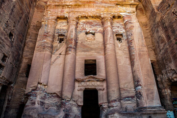 It's One of the multiple dwellings in Petra (Rose City), Jordan. The city of Petra was lost for...
