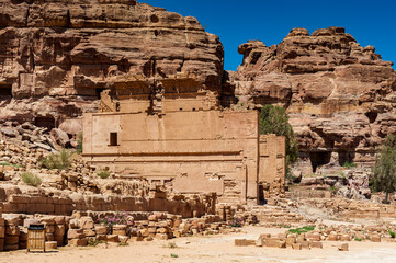 It's Ancient temple in Petra (Rose City), Jordan. The city of Petra was lost for over 1000 years....