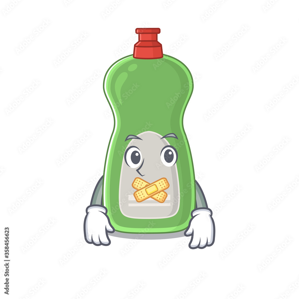 Poster dishwashing liquid cartoon character style having strange silent face