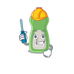 caricature design style of dishwashing liquid worked as an automotive