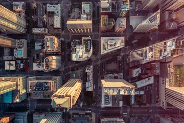 Foto op Plexiglas Top down aerial view of Chicago Downtown skyscrapers © marchello74