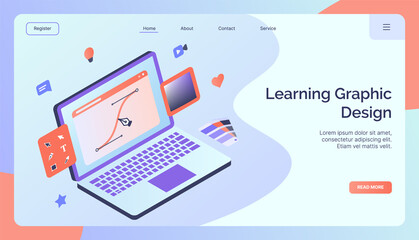 Learning graphic design campaign for web website home homepage landing template banner modern flat style