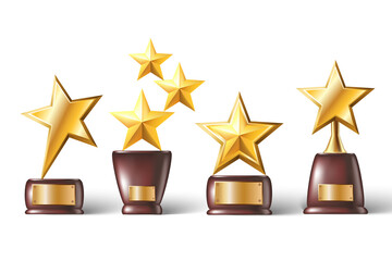 3d realistic vector collection star trophy.