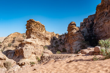 It's Rocks and nature in Petra, Jordan