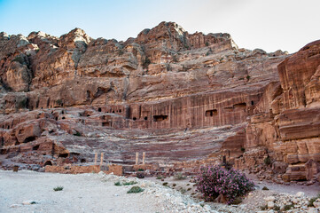 It's Rock cut architecture in Petra. The city of Petra was lost for over 1000 years. Now one of the Seven Wonders of the Word