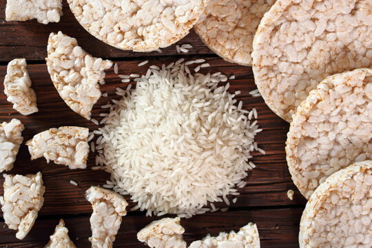 Rice cake and rice pile. Directly Above.