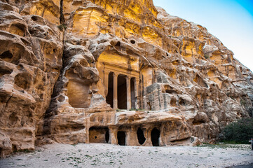 It's Nabataean delubrum of the Siq al-Barid (Little Petra) in Jordan.