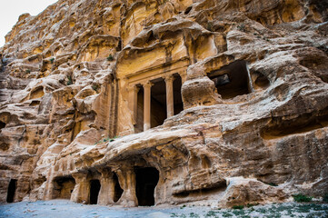 It's Nabataean delubrum of the Siq al-Barid (Little Petra) in Jordan.