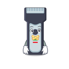 Electric shaver cartoon character style having strange silent face
