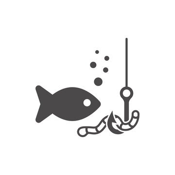 Fishing icon in flat style.Vector illustration.
