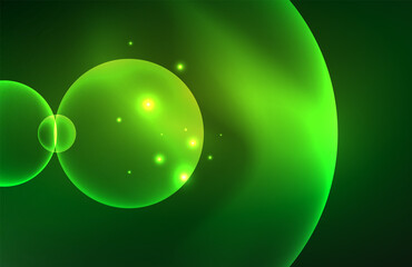 Neon shiny transparent glowing circles with light effects. Techno futuristic vector abstract background For Wallpaper, Banner, Background, Card, Book Illustration, landing page