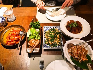 Thai authentic food on the table