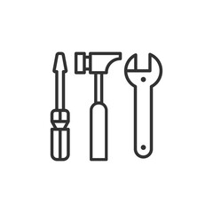 Screwdriver, hammer and wrench icons. Instruments symbol modern simple vector icon