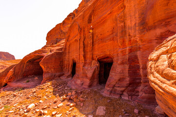 Ancient rock cut architecture of Petra, Jordan. Petra is one the New Seven Wonders of the World