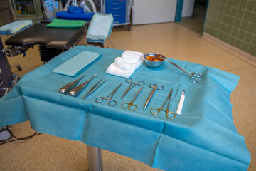 in operating room there is an instrument table for performing wound care