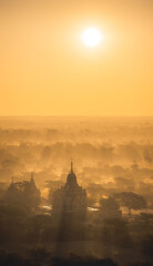 sunrise   over the temple myanmar
