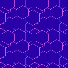 Fototapeta premium Vector artistic illustration. Abstract pink hexagons on blue background. Seamless pattern.