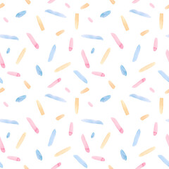 Beautiful seamless pattern with watercolor colorful brush strokes. Stock illustration.