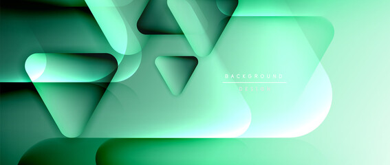 Triangle shapes geometric abstract background. 3D shadow effects and fluid gradients. Modern overlapping forms wallpaper for your text message