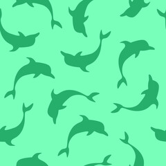 Dolphin seamless pattern vector illustration.