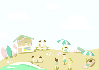 Naklejka premium ビーチ