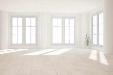 modern empty hall with plant interior design. 3D illustration