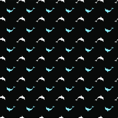 Dolphin seamless pattern vector illustration.	