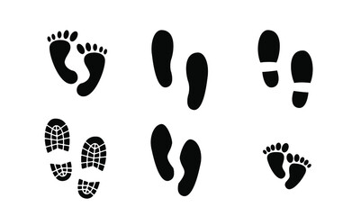 set collection Footprint step silhouette icon simple design