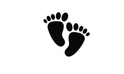 Footprint step silhouette icon black white background simple design