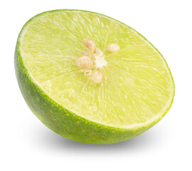 Slice of lime isolated on white background, lime Fruit on a white background, With clipping path