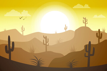 Fototapeta na wymiar Desert landscape background vector illustration.