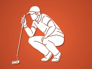 Fototapeta na wymiar Golf players action cartoon graphic vector