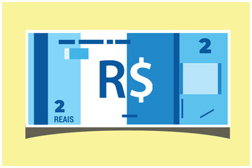 2 Brazilian Real Banknotes money vector icon logo illustration and design. Brazil currency, business, payment and finance element. Can be used for web, mobile, infographic, and print. EPS 10 Vector.