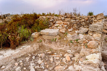 Ruins of the Royal Palace of Ugarit, the royal residence of the rulers of the ancient kingdom of Ugarit on the Mediterranean coast of Syria.