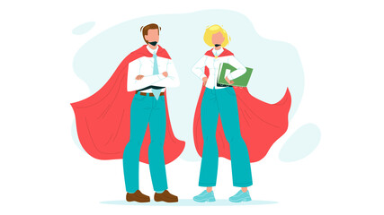 Bravery Superheroes Courage Man And Woman Vector