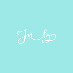 SUMMER VECTOR MONTH HAND LETTERING TYPOGRAPHY. JULY MONTH
